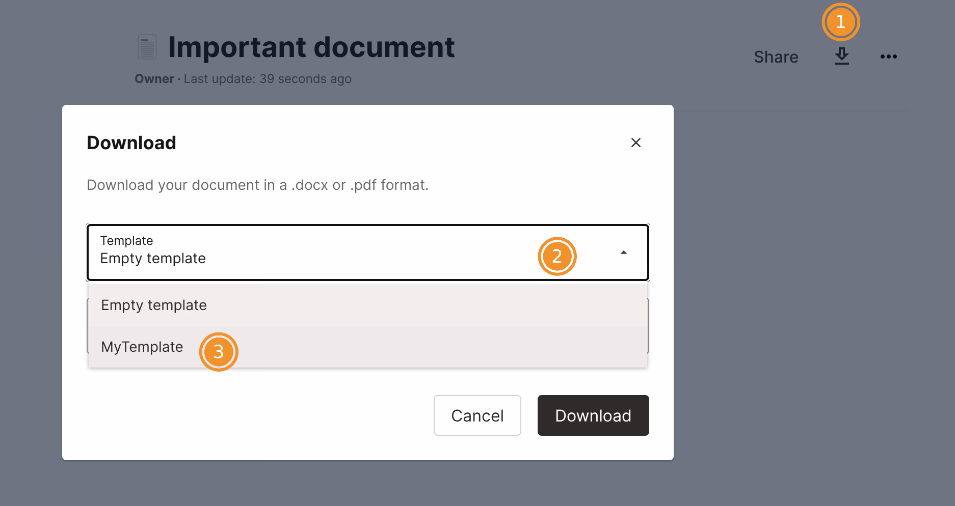 Select Template in Editor