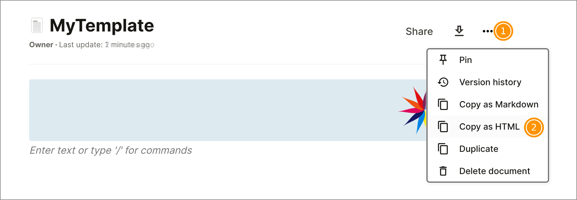 Three Dots Copy as HTML