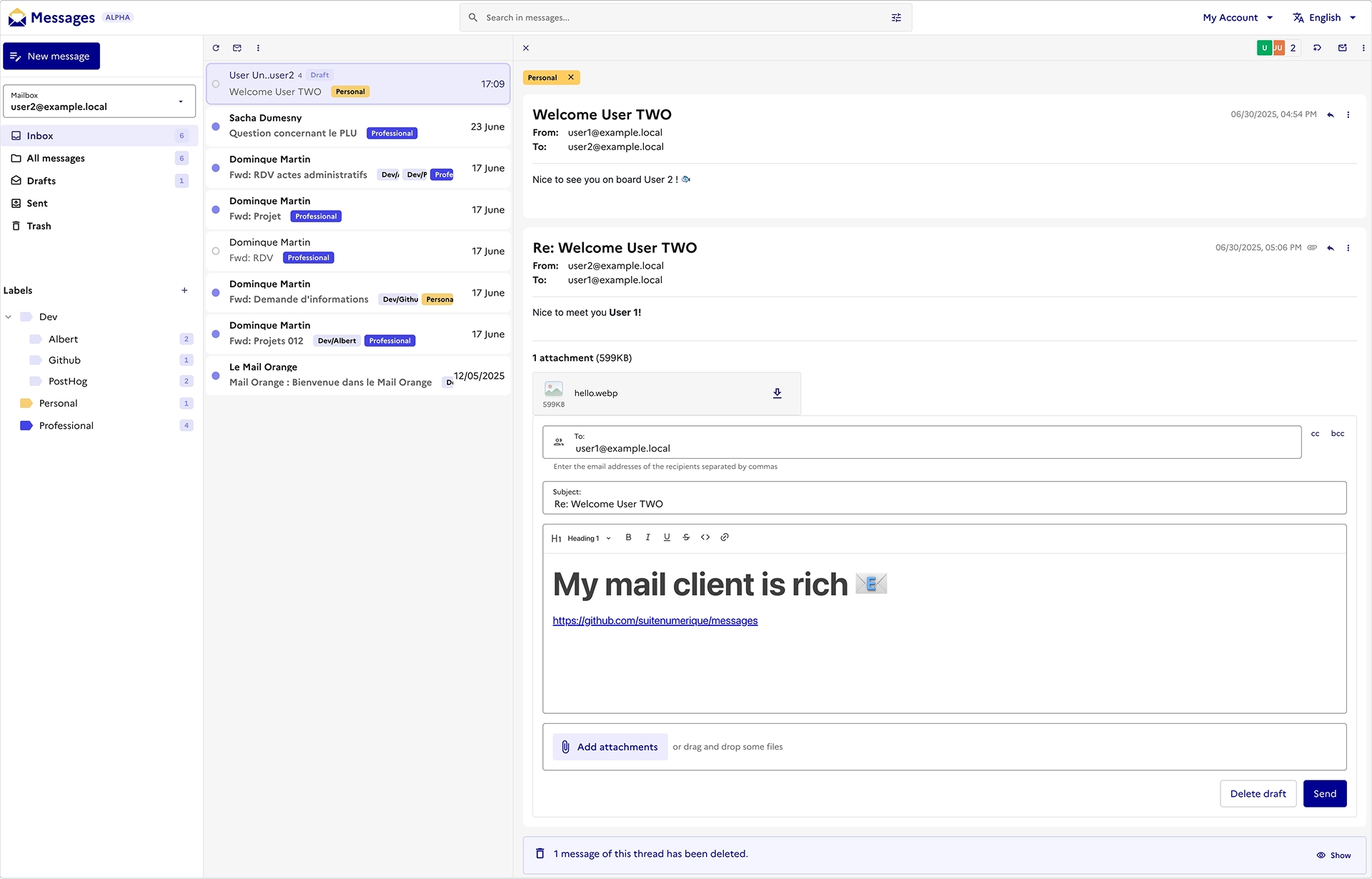 Messages screenshot